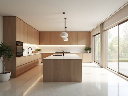 Cửa ngoại thất panorama và xu hướng thiết kế phòng bếp hiện đại