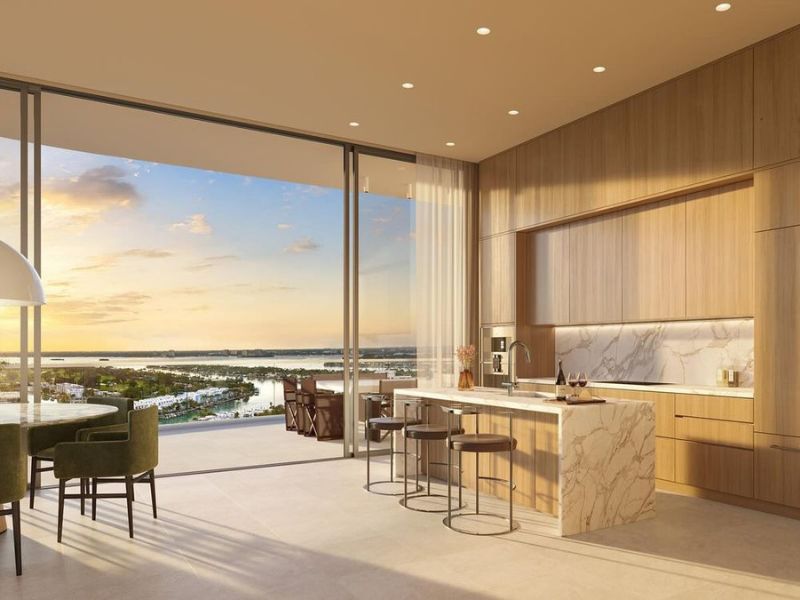 Phòng khách tối giản, sang trọng cùng cửa ngoại thất Slim Panorama