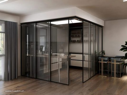cửa lùa slim vuông góc