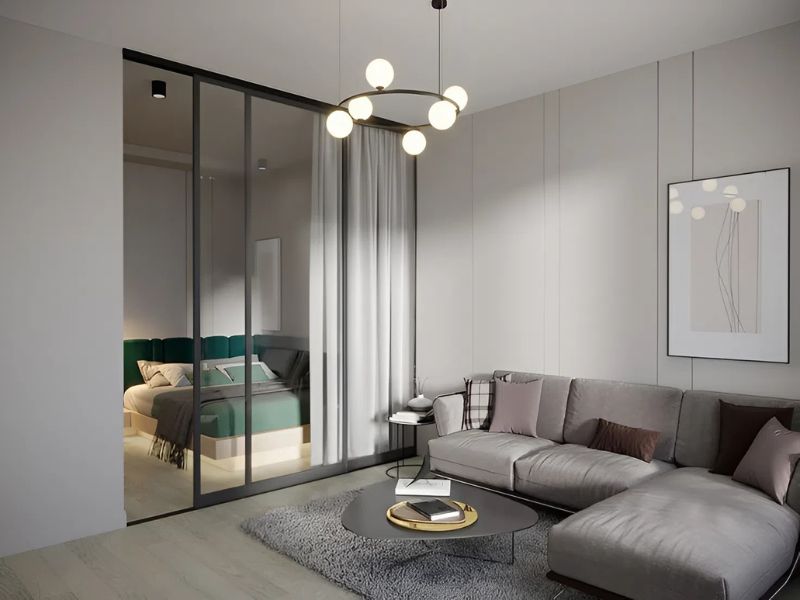 cửa nhôm lùa slim ngăn phòng