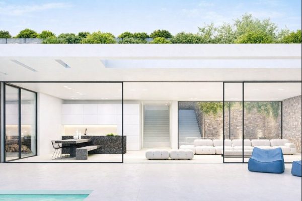 cửa đi mở trượt 3 cánh slim ngoại thất