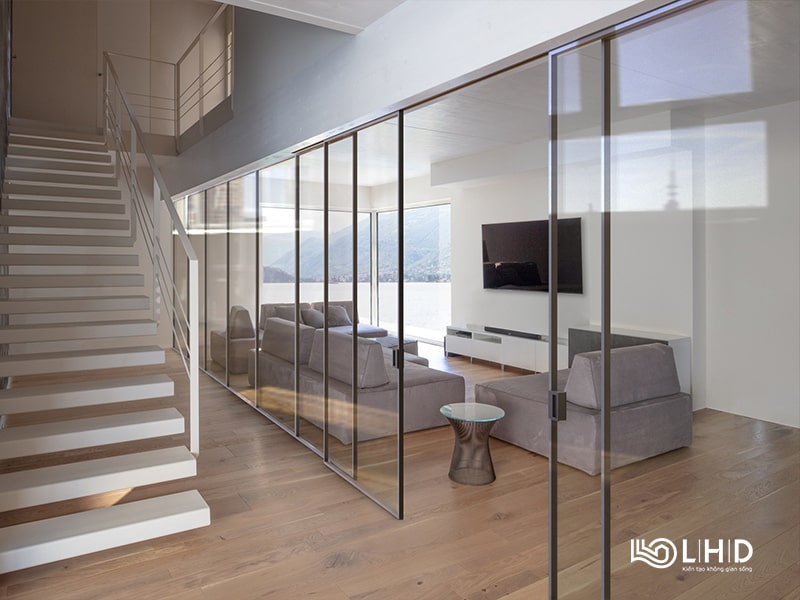 cửa lùa slim không ray dưới