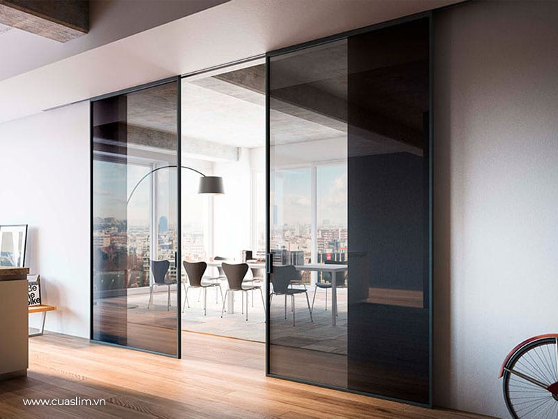 cửa lùa slim không ray dưới