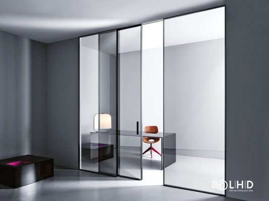 cửa lùa slim không ray dưới