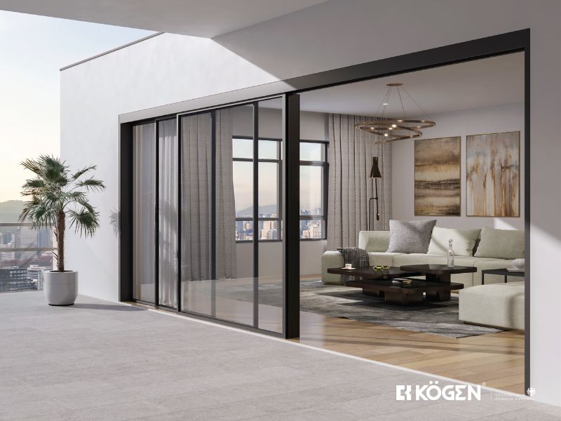 Cửa nhôm trượt quay 3 ray inox 1