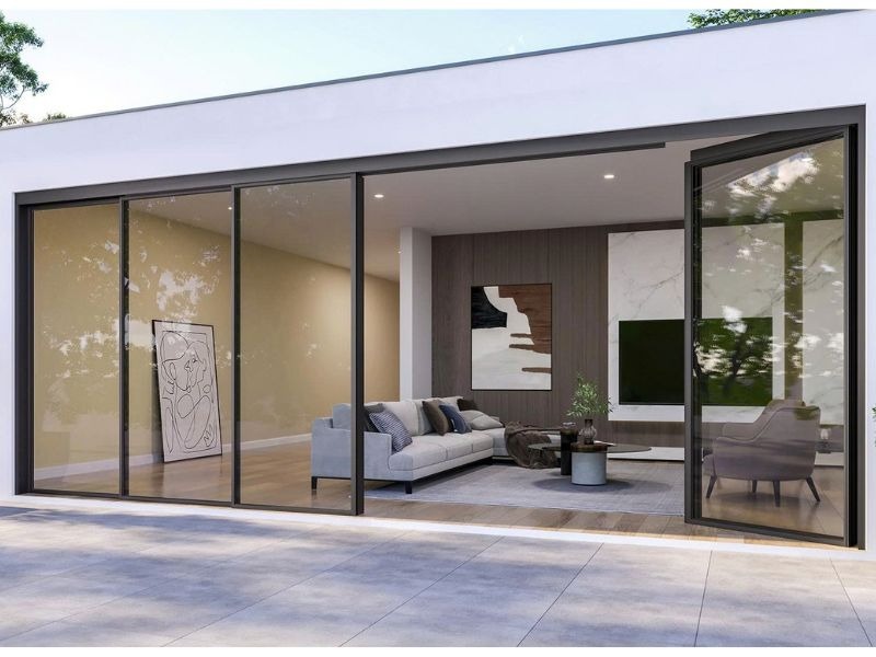 Cửa nhôm trượt quay 3 ray inox 2
