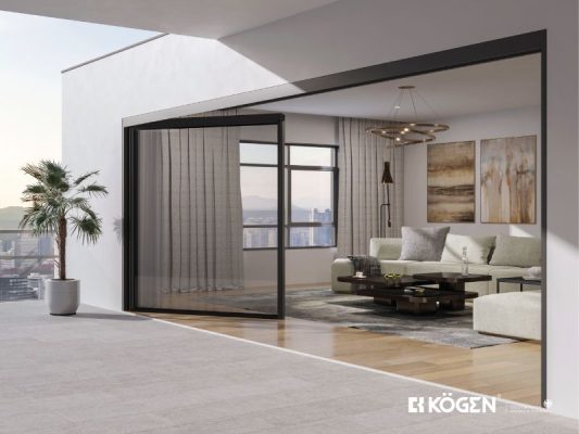 Cửa nhôm trượt quay 3 ray inox 3